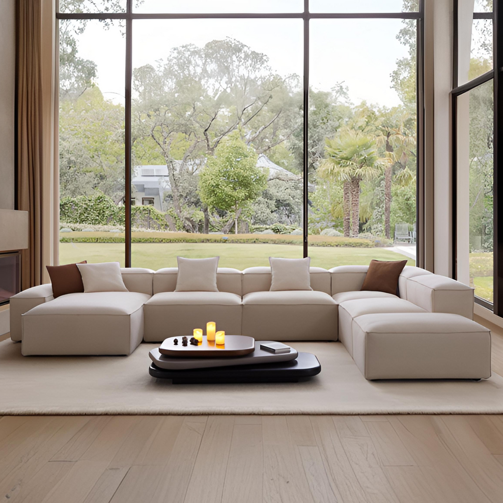 Canapé sectionnel modulaire Freedom kaki à extrémité ouverte