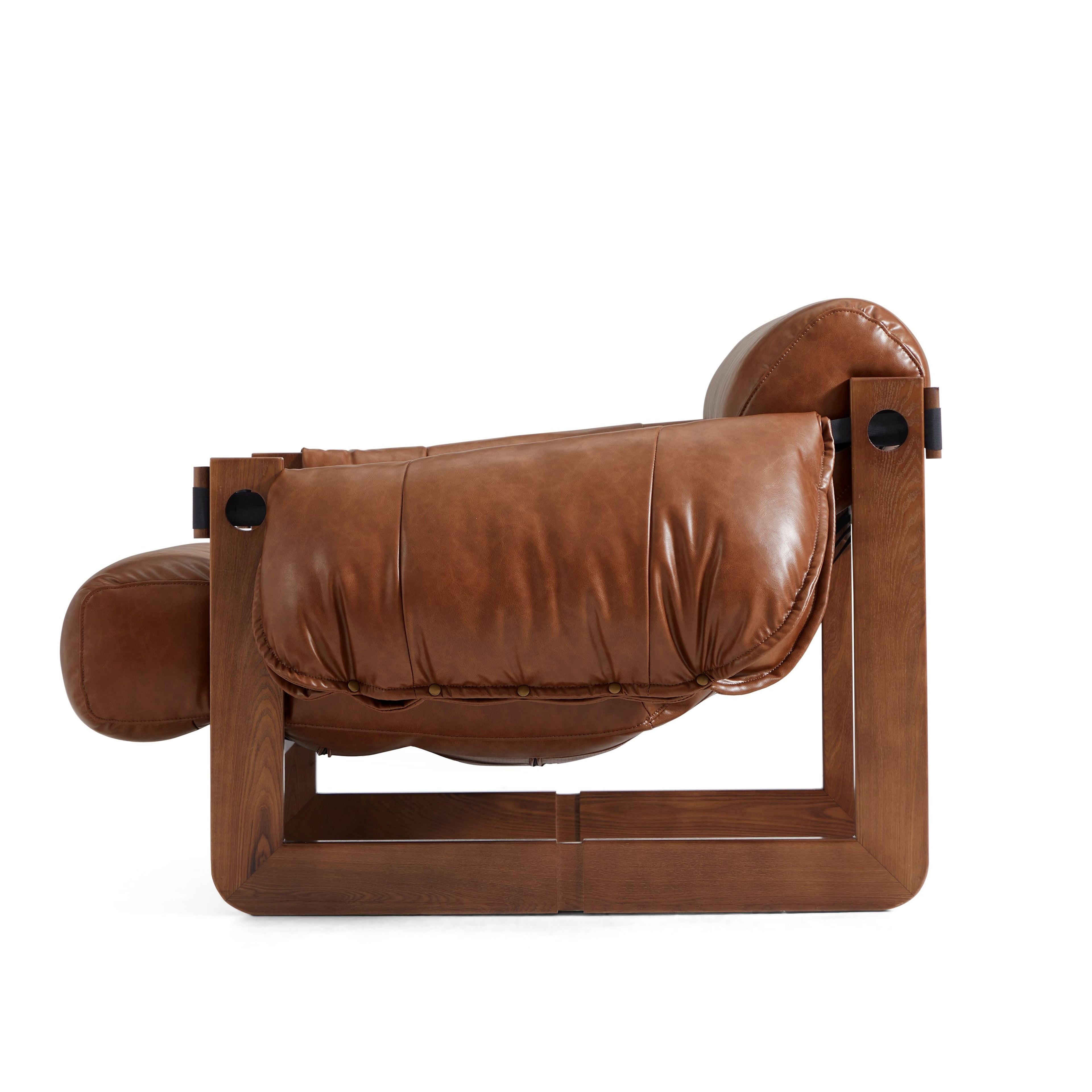 Fauteuil de salon rétro moderne en cuir