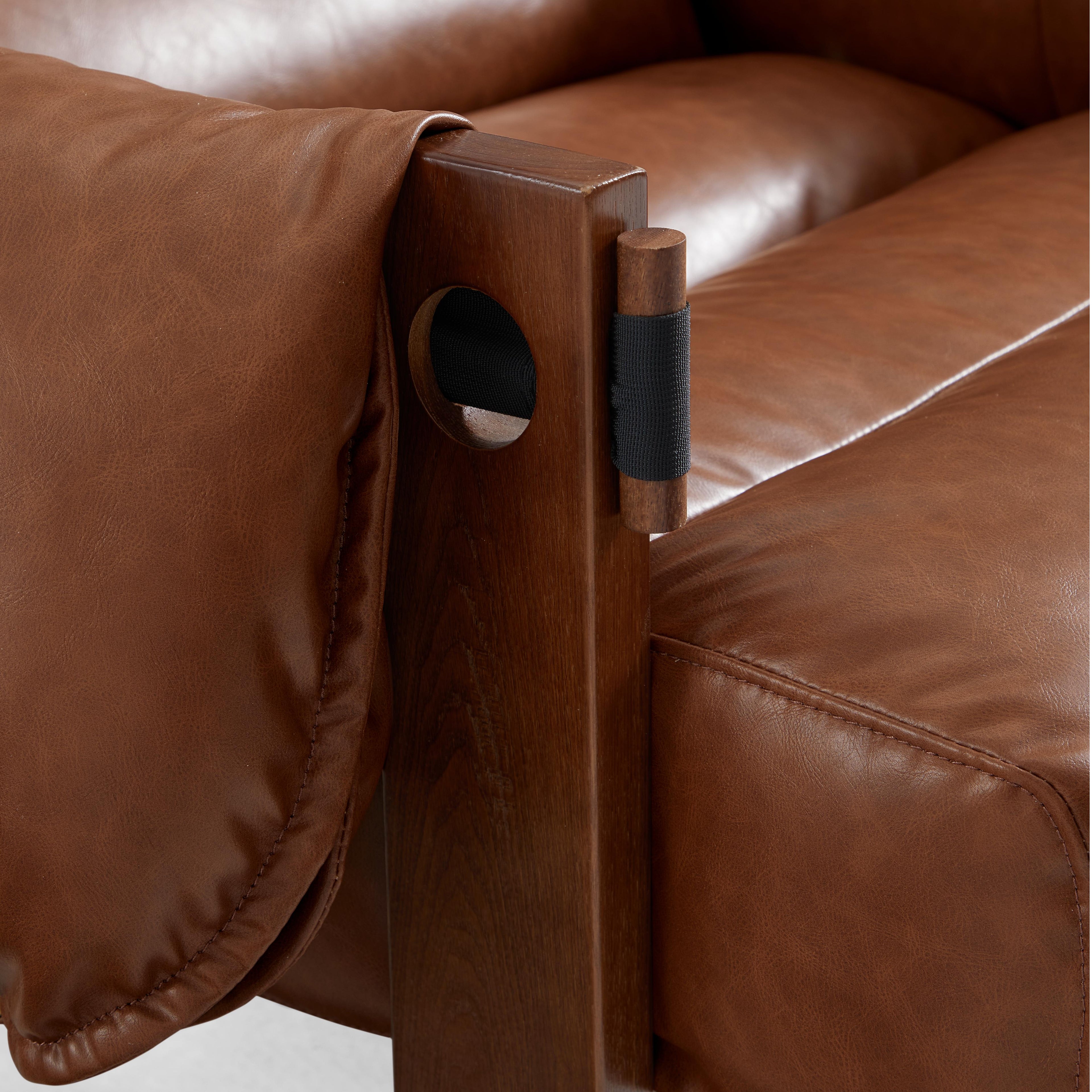 Fauteuil de salon rétro moderne en cuir