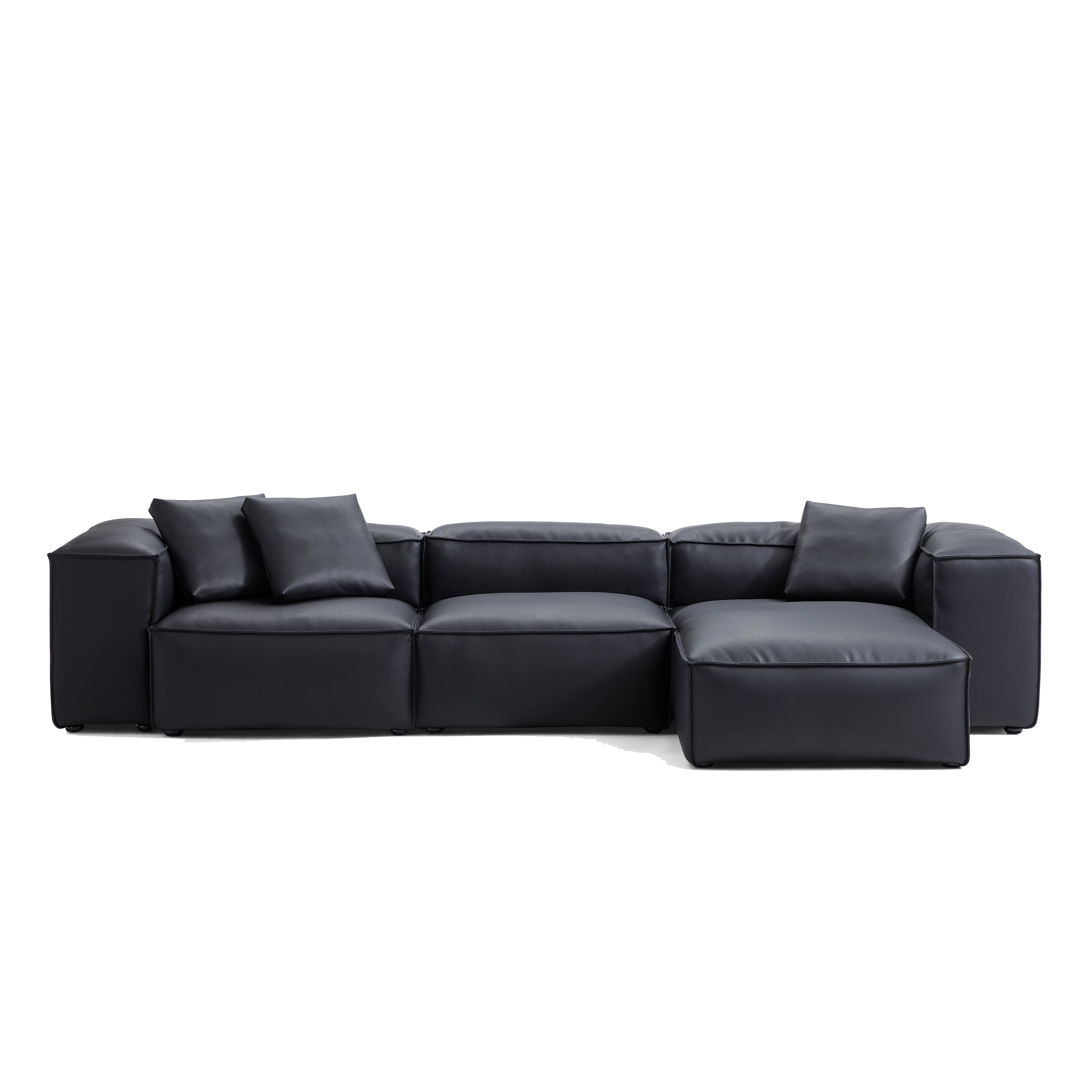 Canapé d'angle modulaire Cube en cuir véritable gris foncé