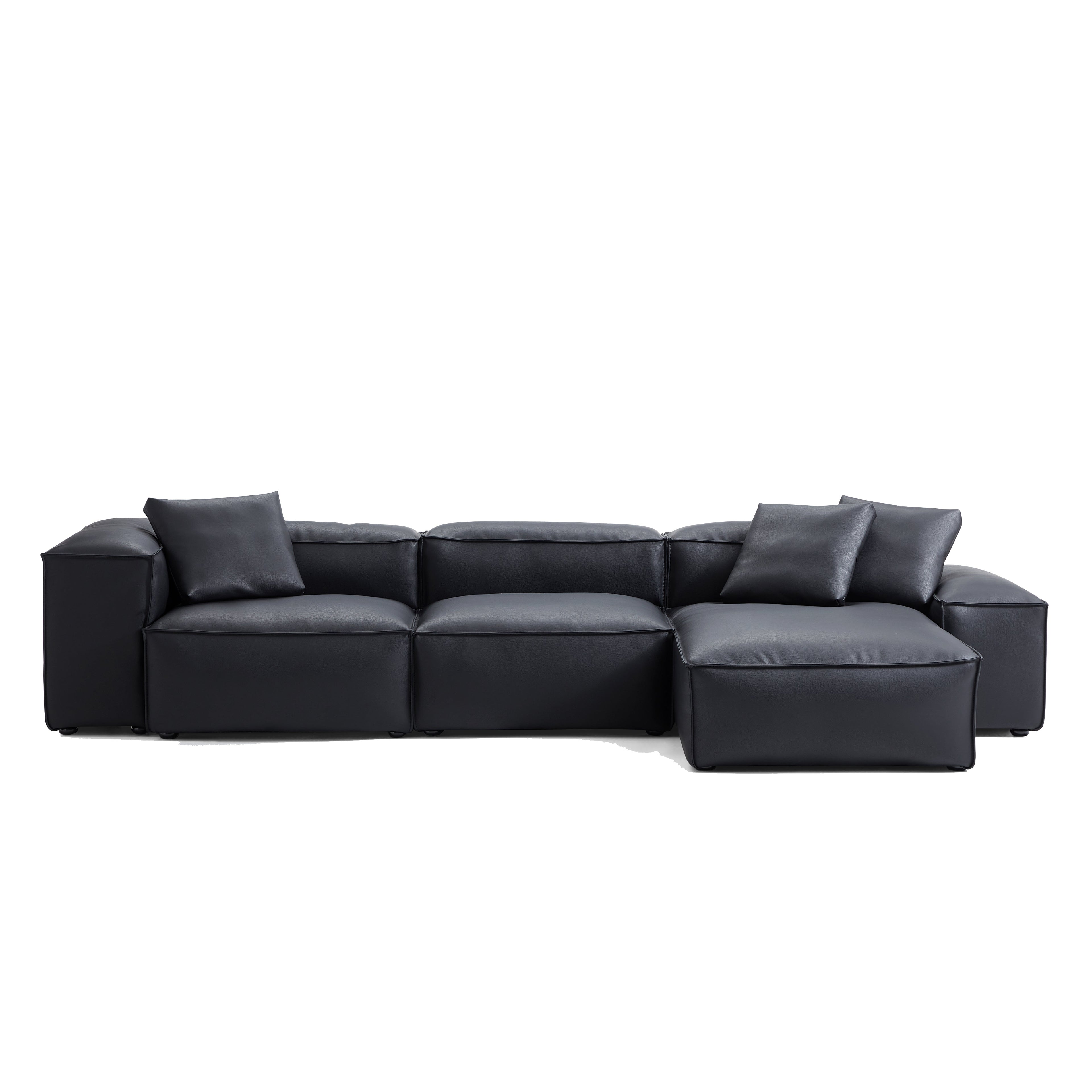 Canapé d'angle modulaire Cube en cuir véritable marron