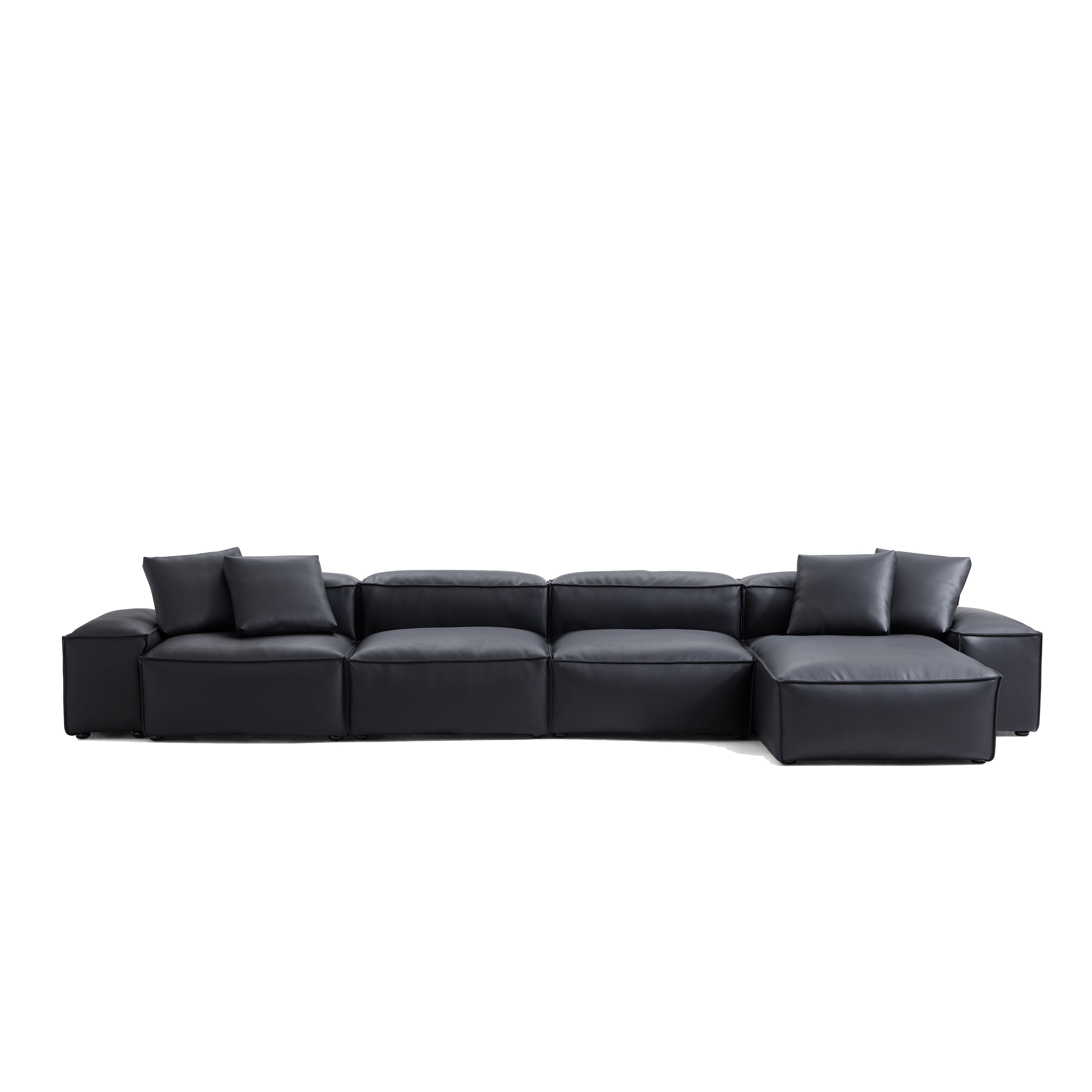 Canapé d'angle modulaire Cube en cuir véritable gris foncé