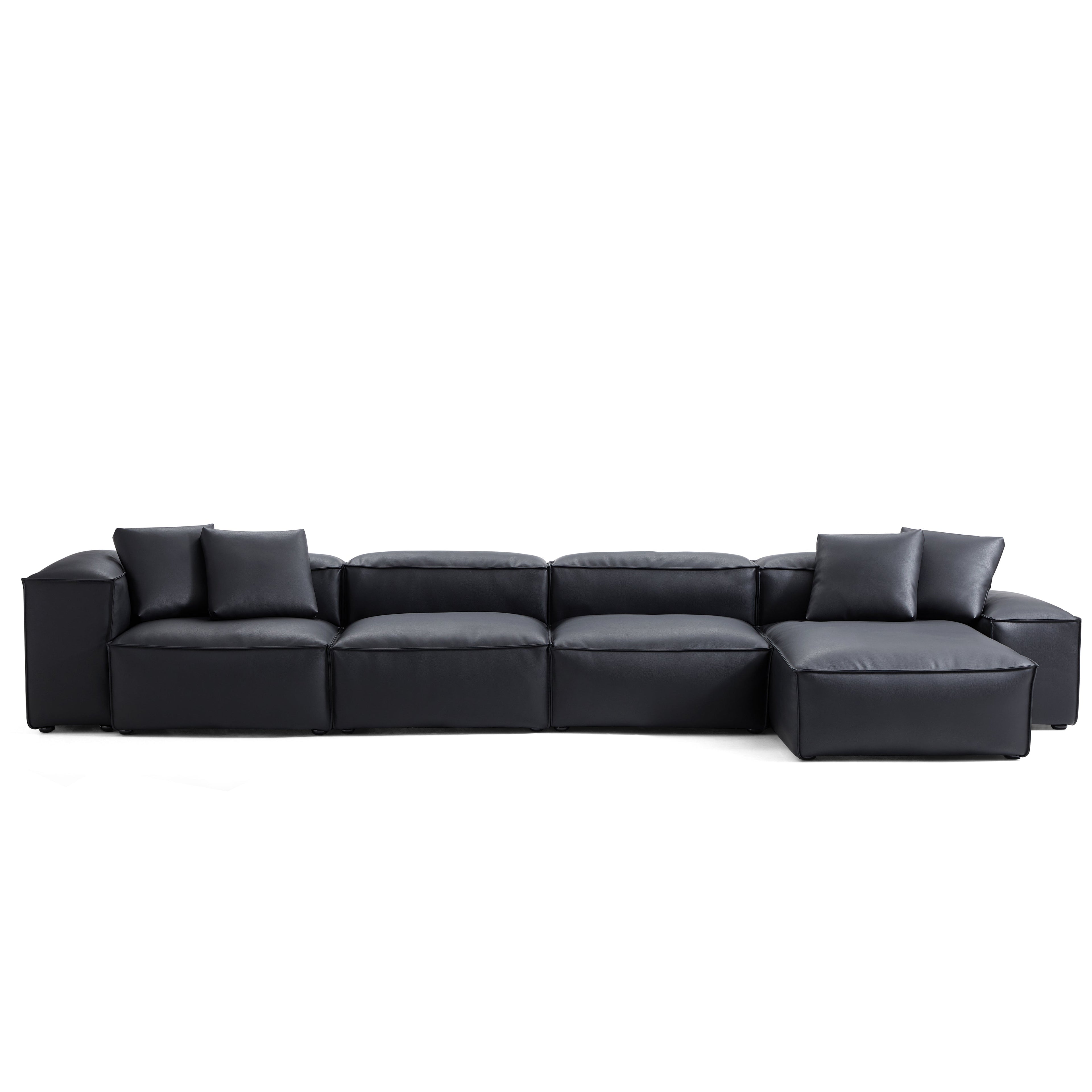 Canapé d'angle modulaire Cube en cuir véritable kaki