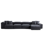 Canapé d'angle modulaire Cube en cuir véritable marron