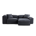 Canapé d'angle modulaire Cube en cuir véritable noir