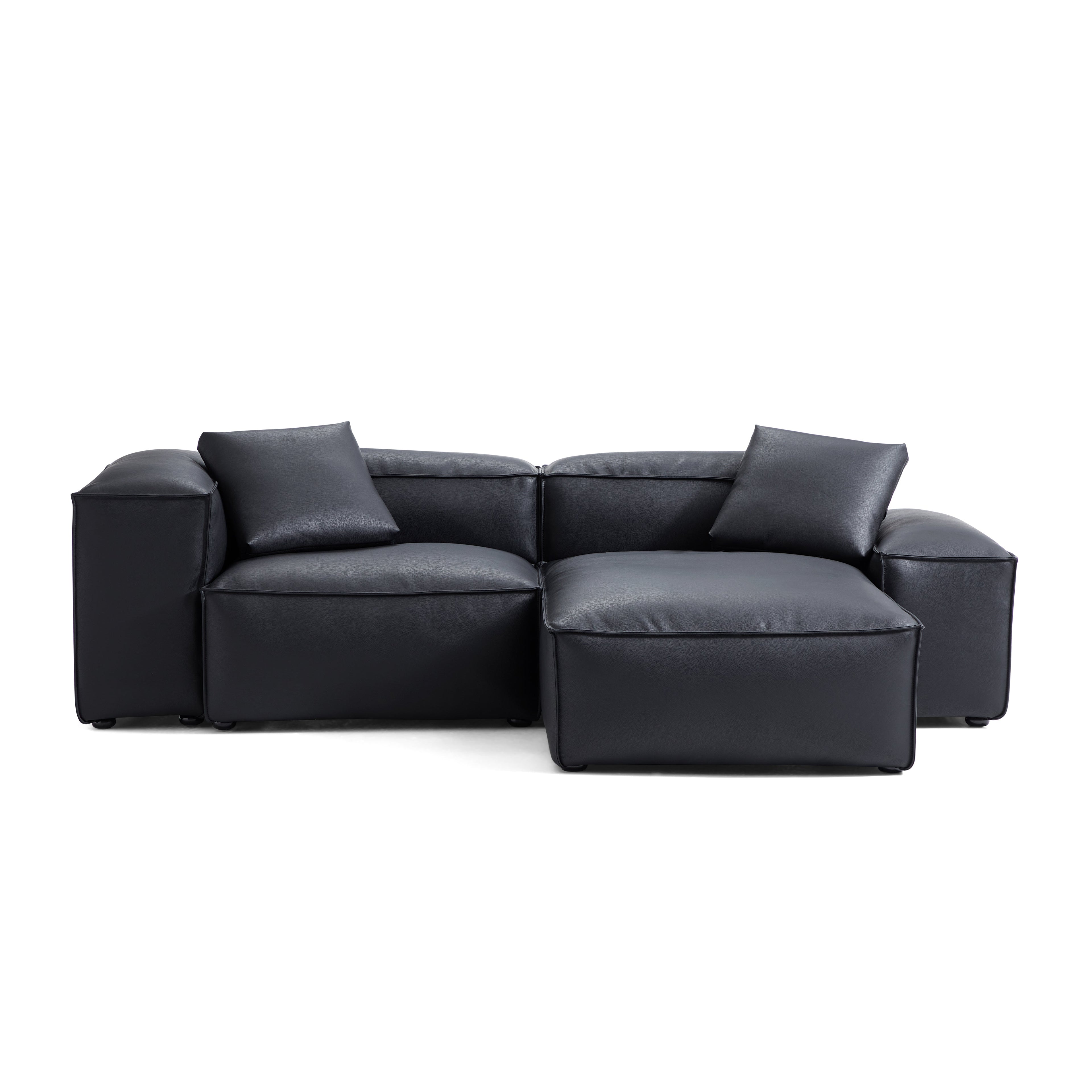 Canapé d'angle modulaire Cube en cuir véritable marron