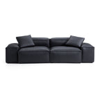 Canapé modulaire Cube en cuir véritable noir