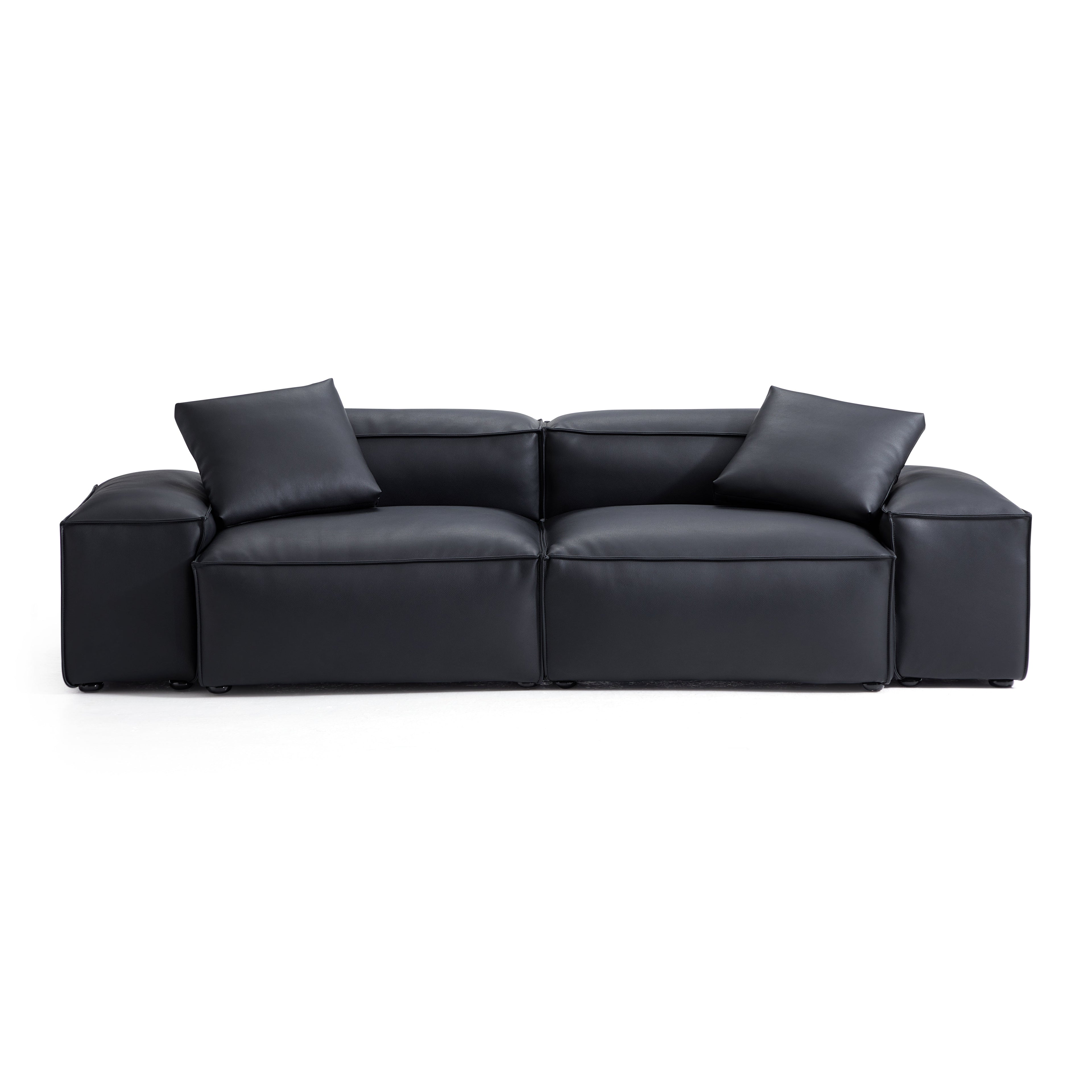 Canapé modulaire Cube en cuir véritable kaki