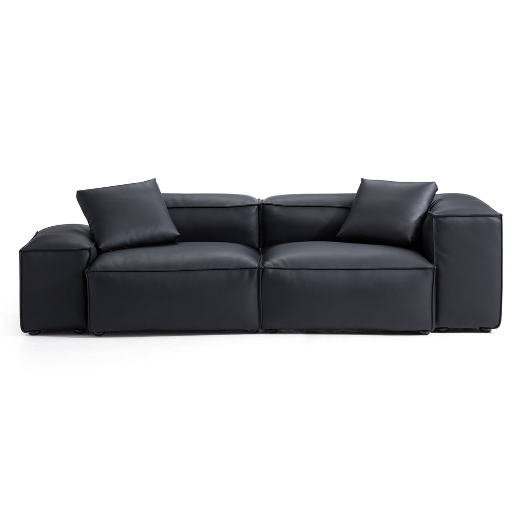 Canapé modulaire Cube en cuir véritable marron