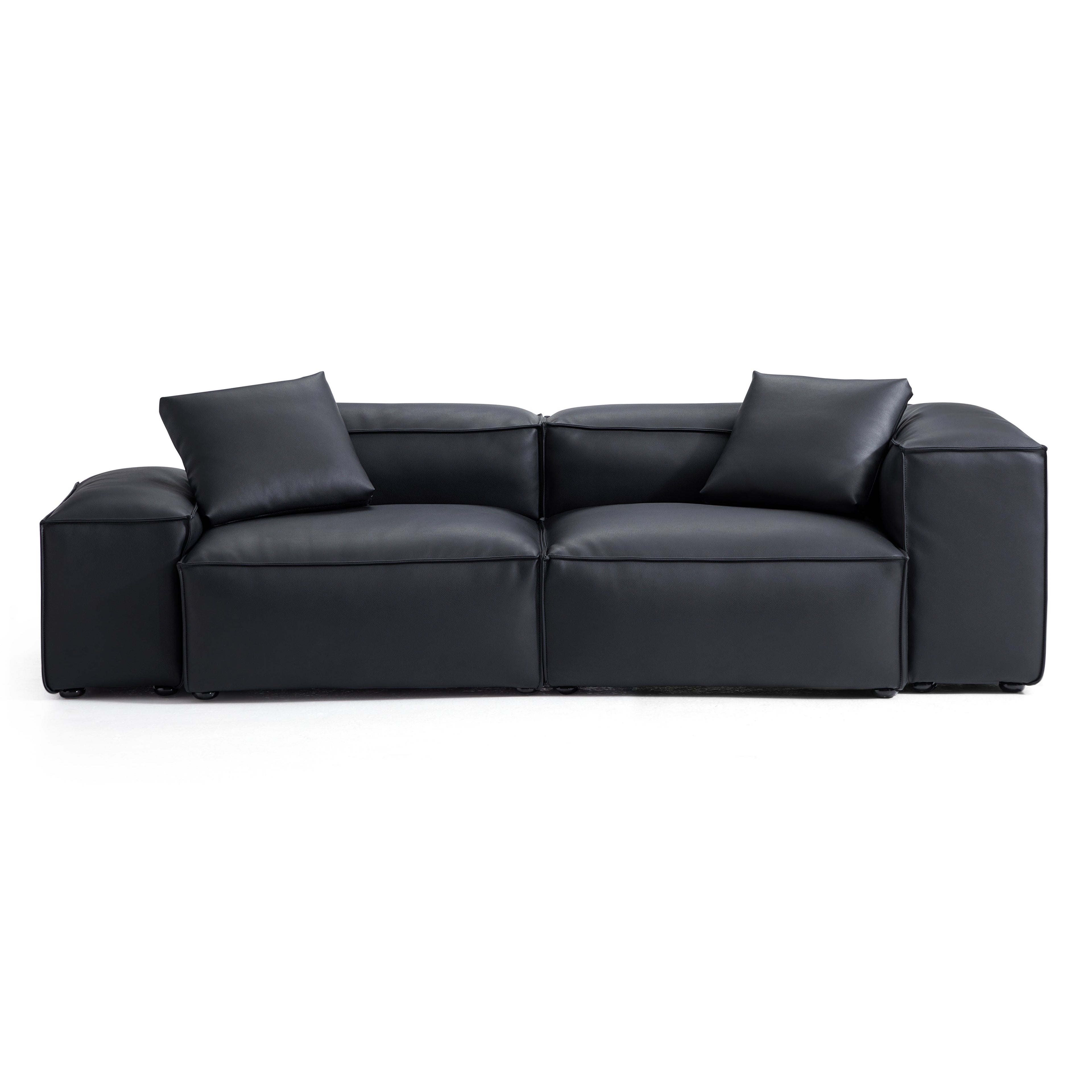 Canapé modulaire Cube en cuir véritable gris foncé