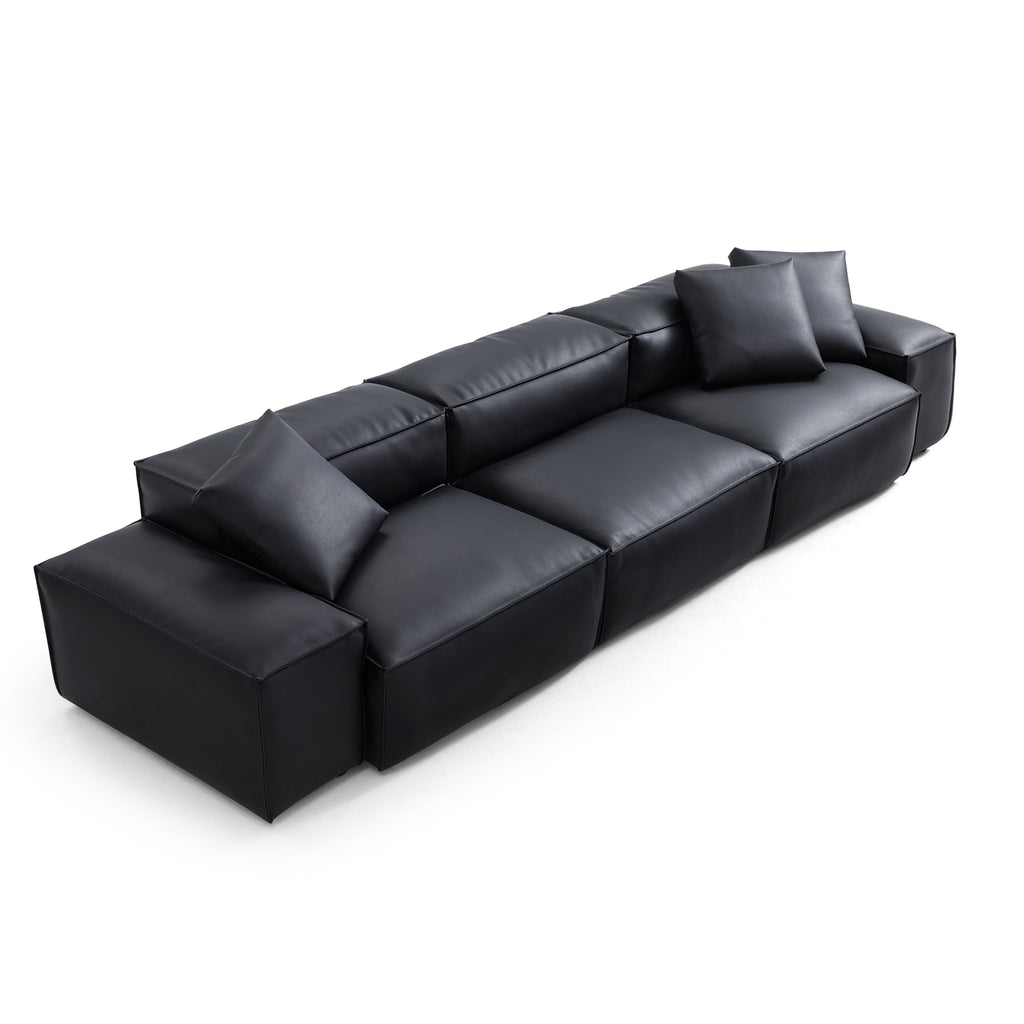 Canapé modulaire Cube en cuir véritable gris foncé