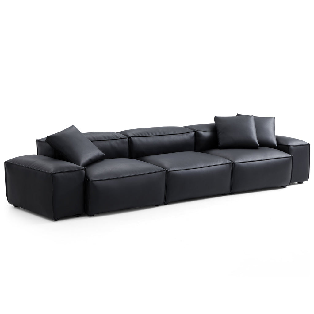 Canapé modulaire Cube en cuir véritable kaki