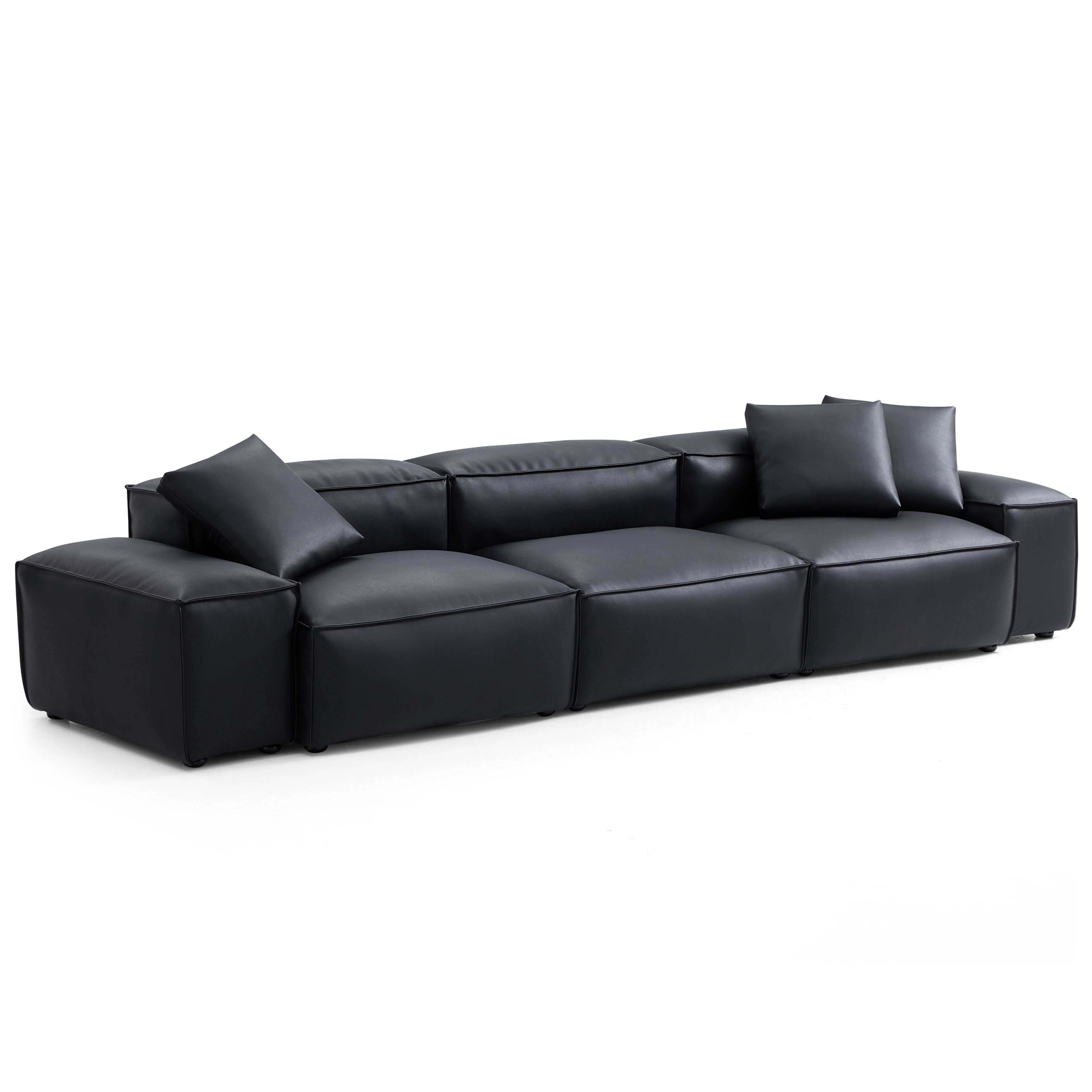 Canapé modulaire Cube en cuir véritable kaki