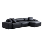 Canapé d'angle modulaire Cube en cuir véritable kaki