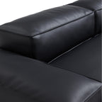 Canapé d'angle modulaire Cube en cuir véritable noir avec pouf