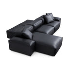 Canapé d'angle double face modulaire en cuir véritable kaki Cube