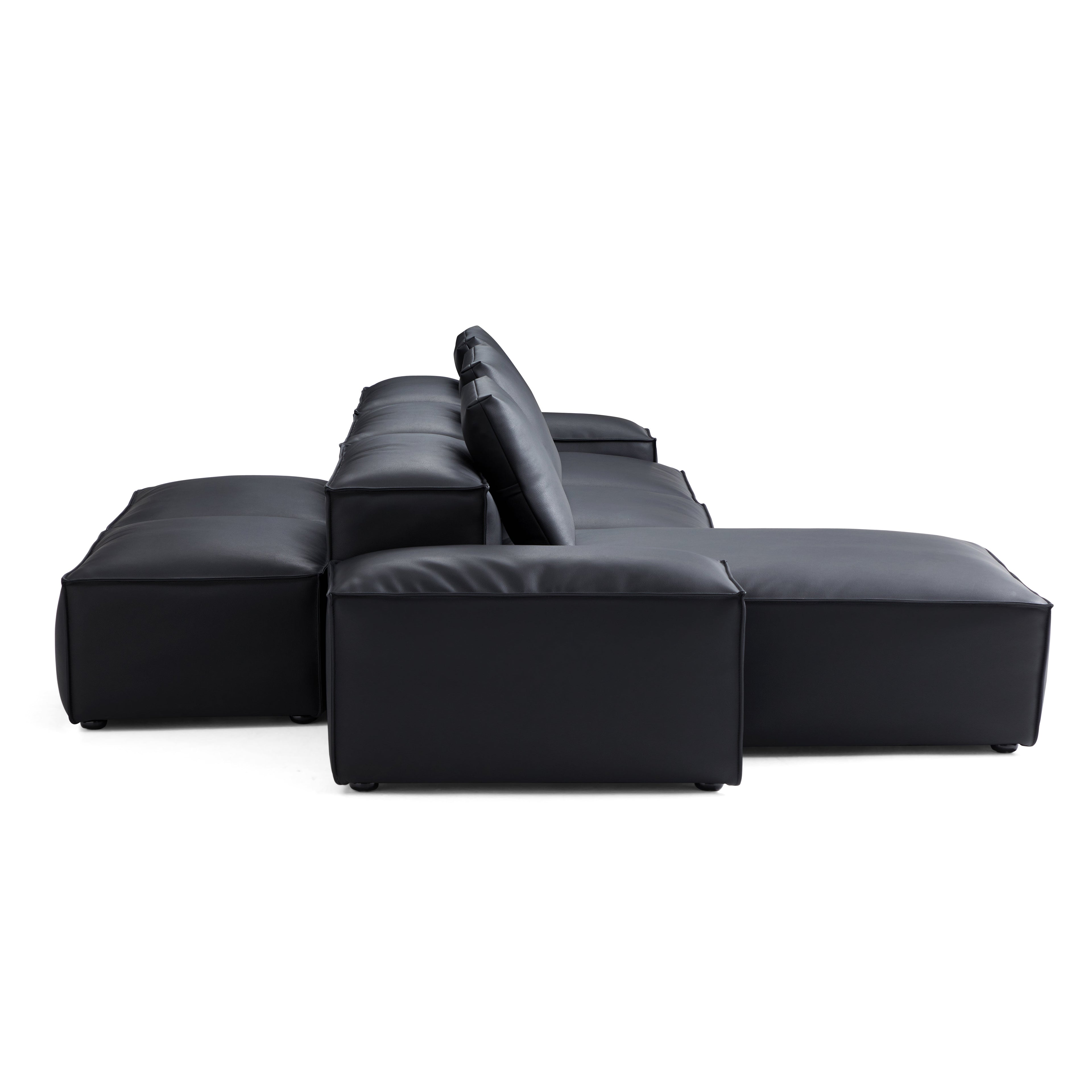 Canapé d'angle double face modulaire en cuir véritable kaki Cube