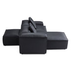 Canapé d'angle double face modulaire Cube en cuir véritable noir