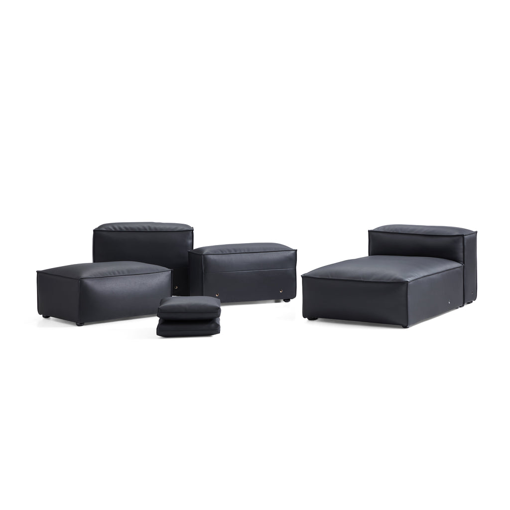 Canapé modulaire Cube en cuir véritable noir