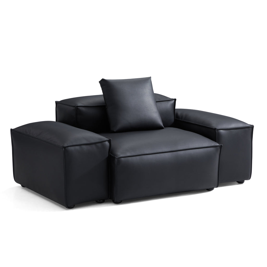 Fauteuil modulaire Cube en cuir véritable gris foncé
