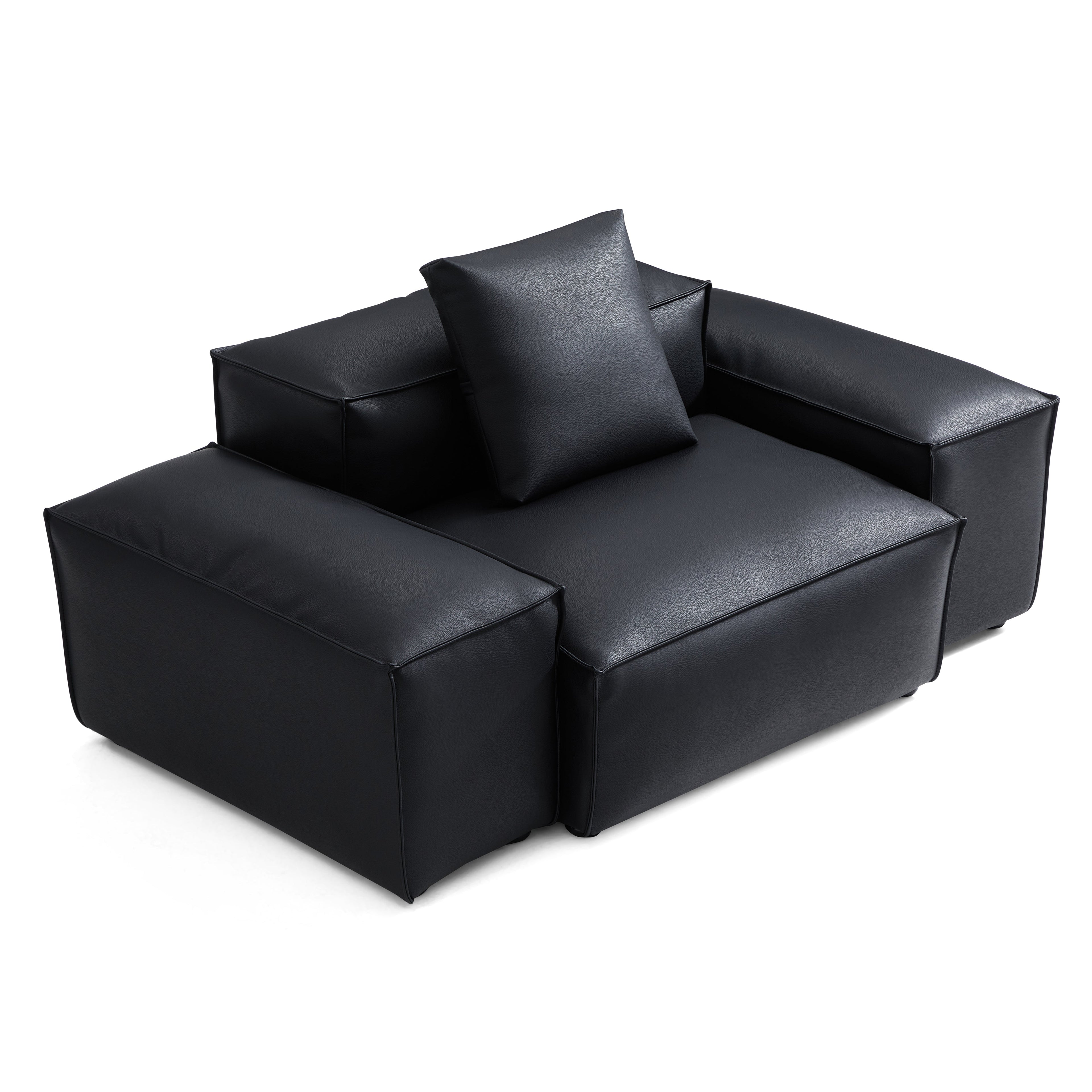 Fauteuil modulaire Cube en cuir véritable kaki