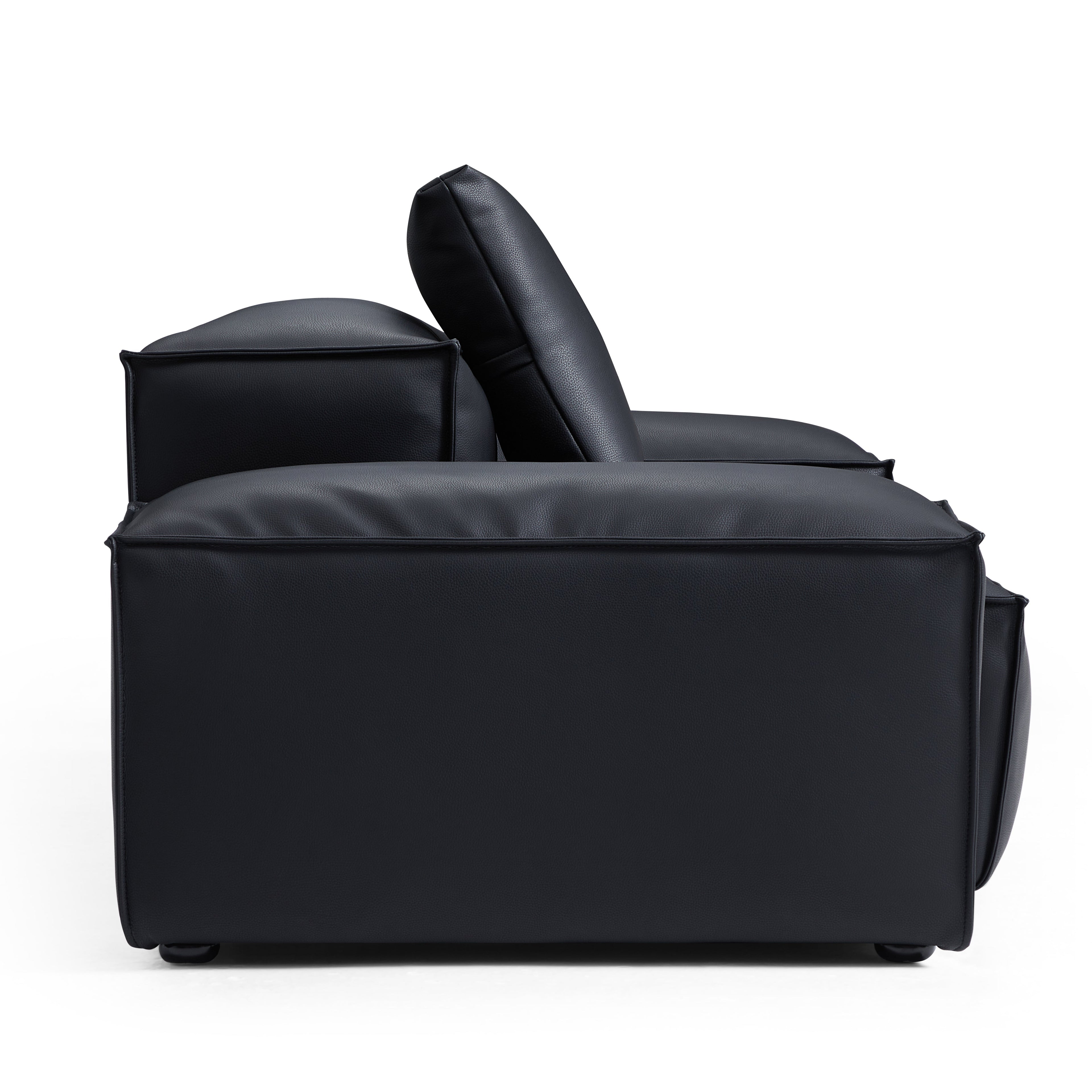 Fauteuil modulaire Cube en cuir véritable kaki