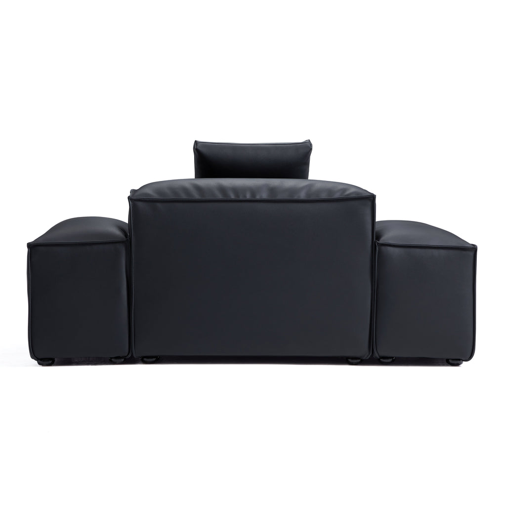 Fauteuil modulaire Cube en cuir véritable kaki