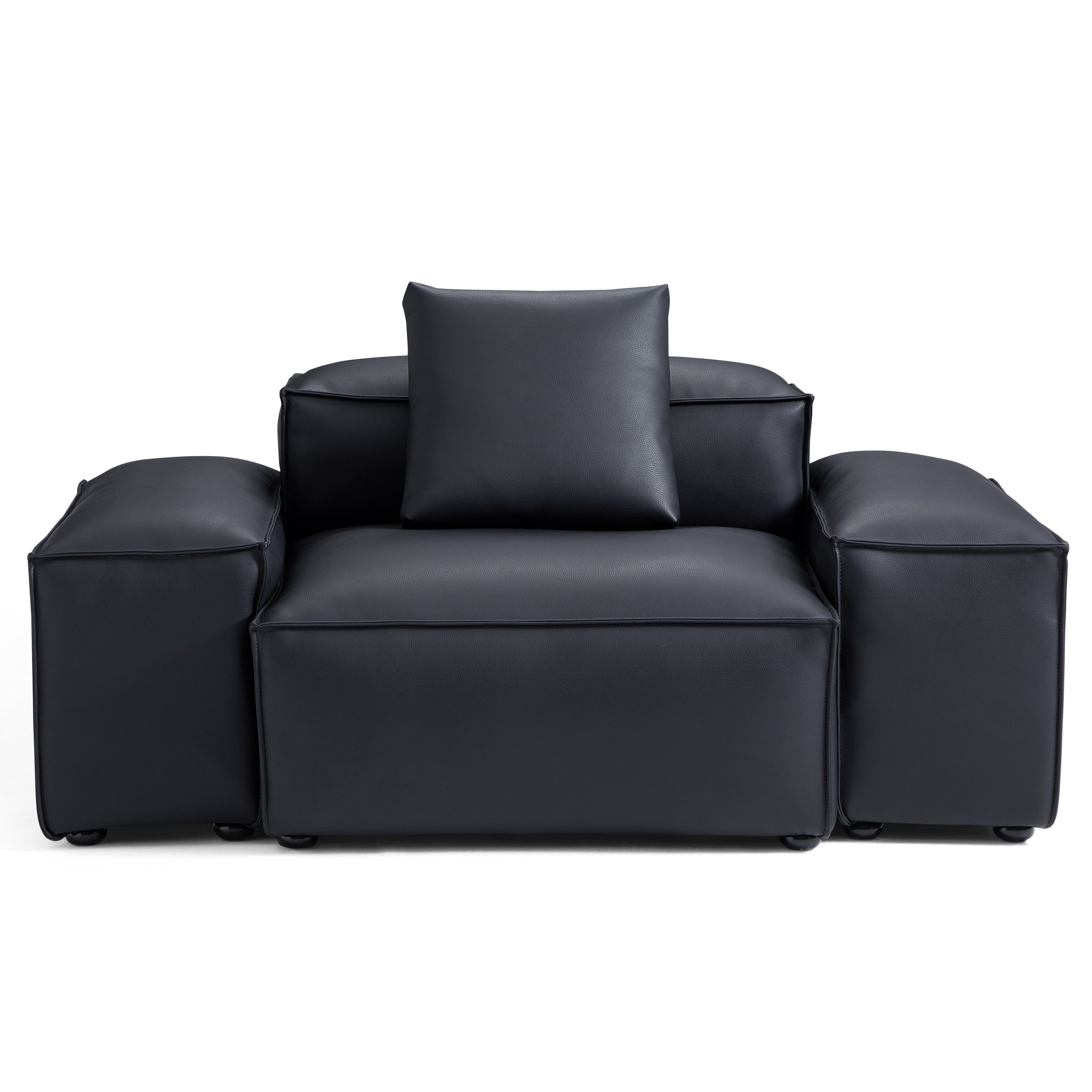 Fauteuil modulaire Cube en cuir véritable marron