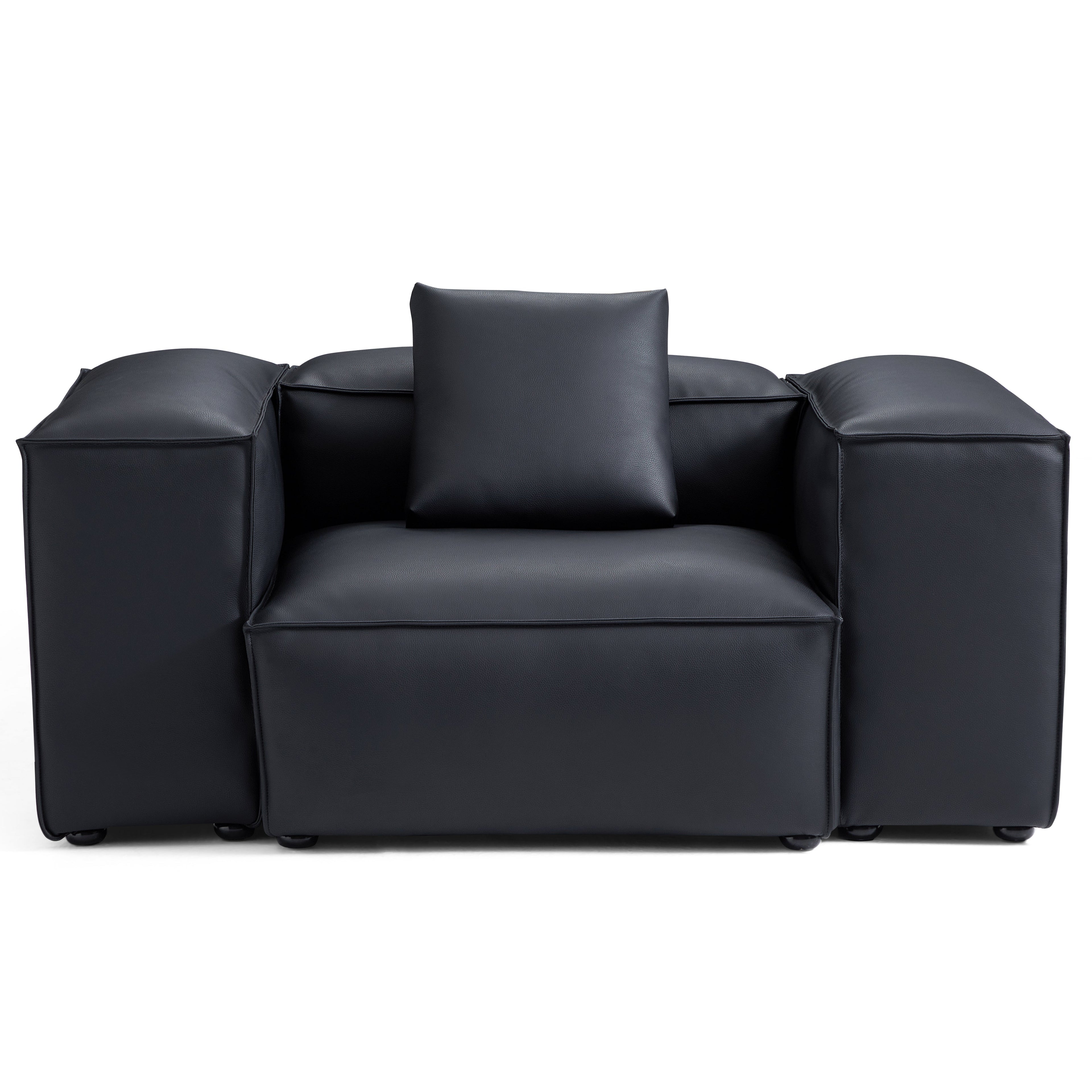 Fauteuil modulaire Cube en cuir véritable beige