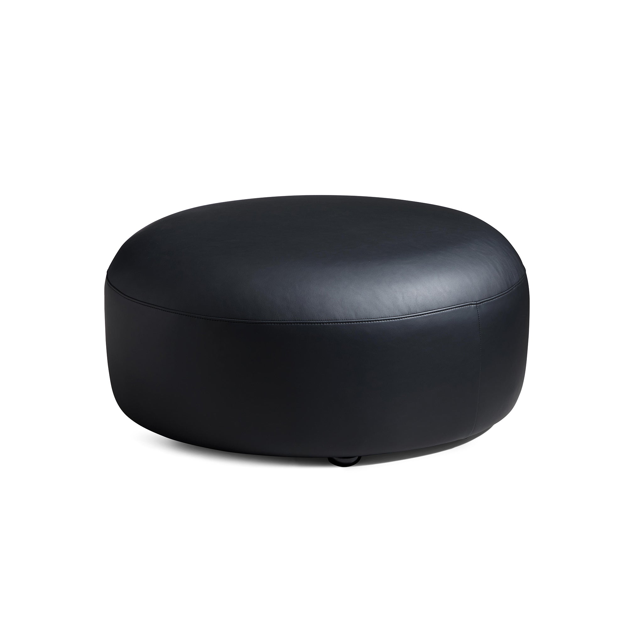 Pouf rond en cuir noir Monolith