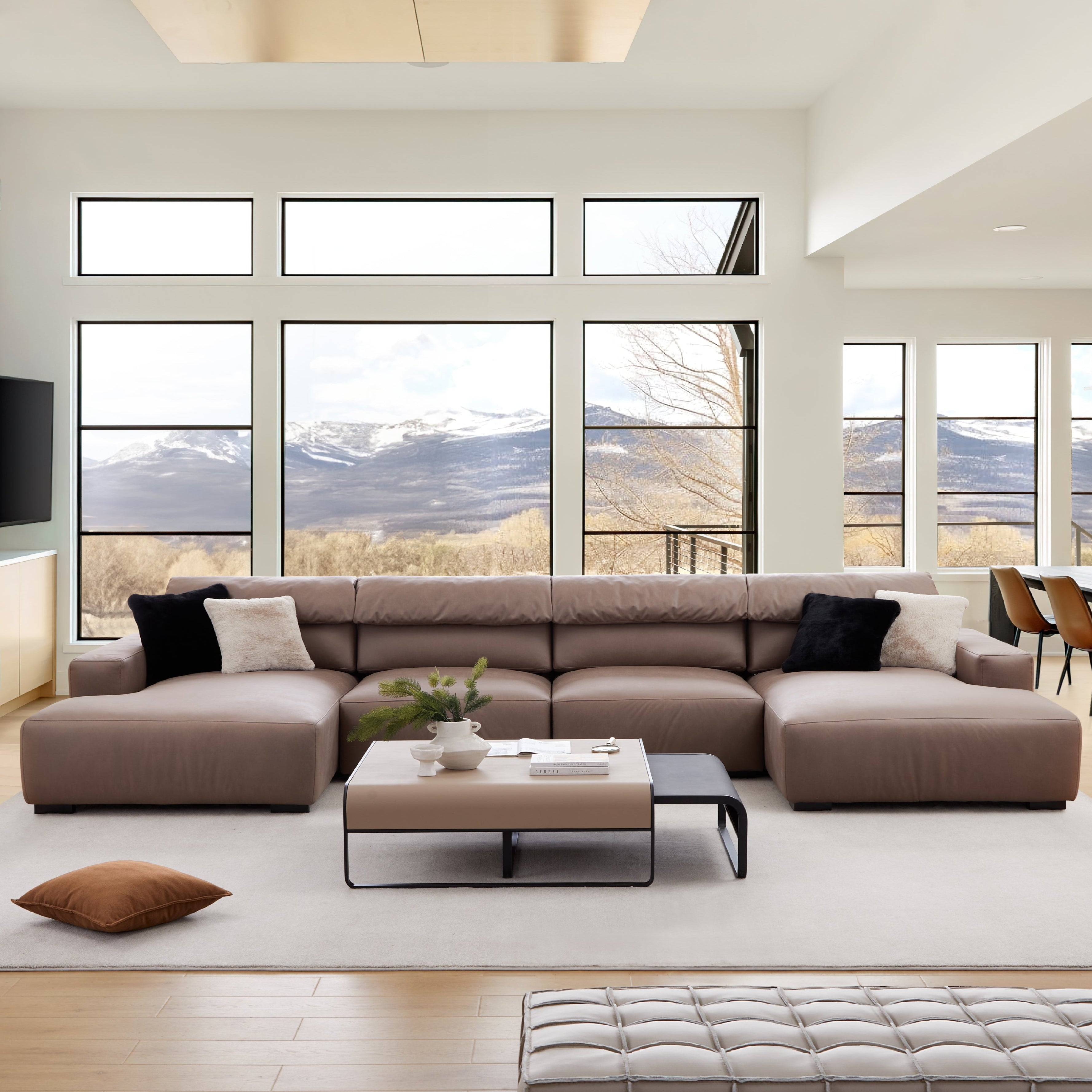 Canapé sectionnel double en châtaignier