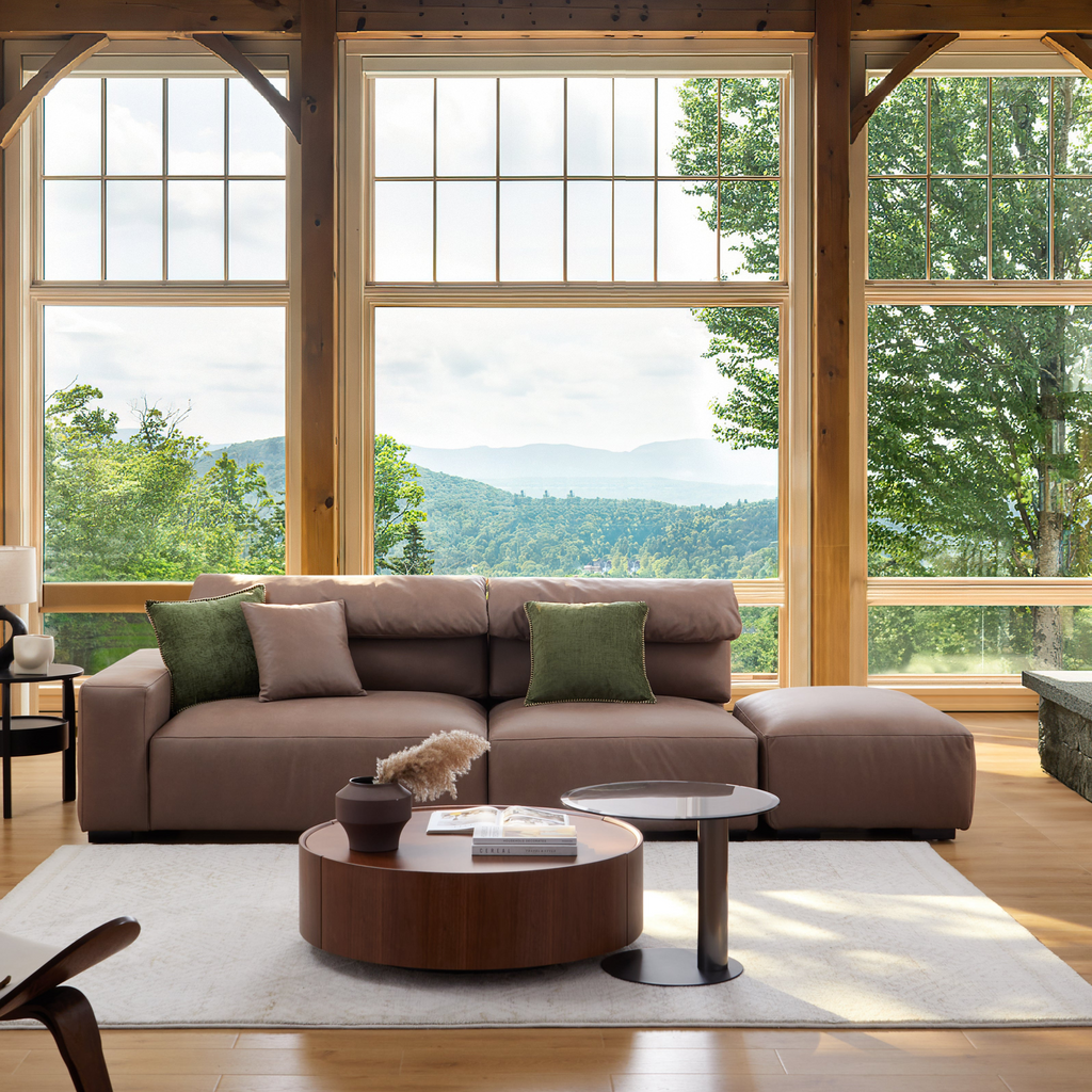 Canapé sectionnel ouvert en châtaignier