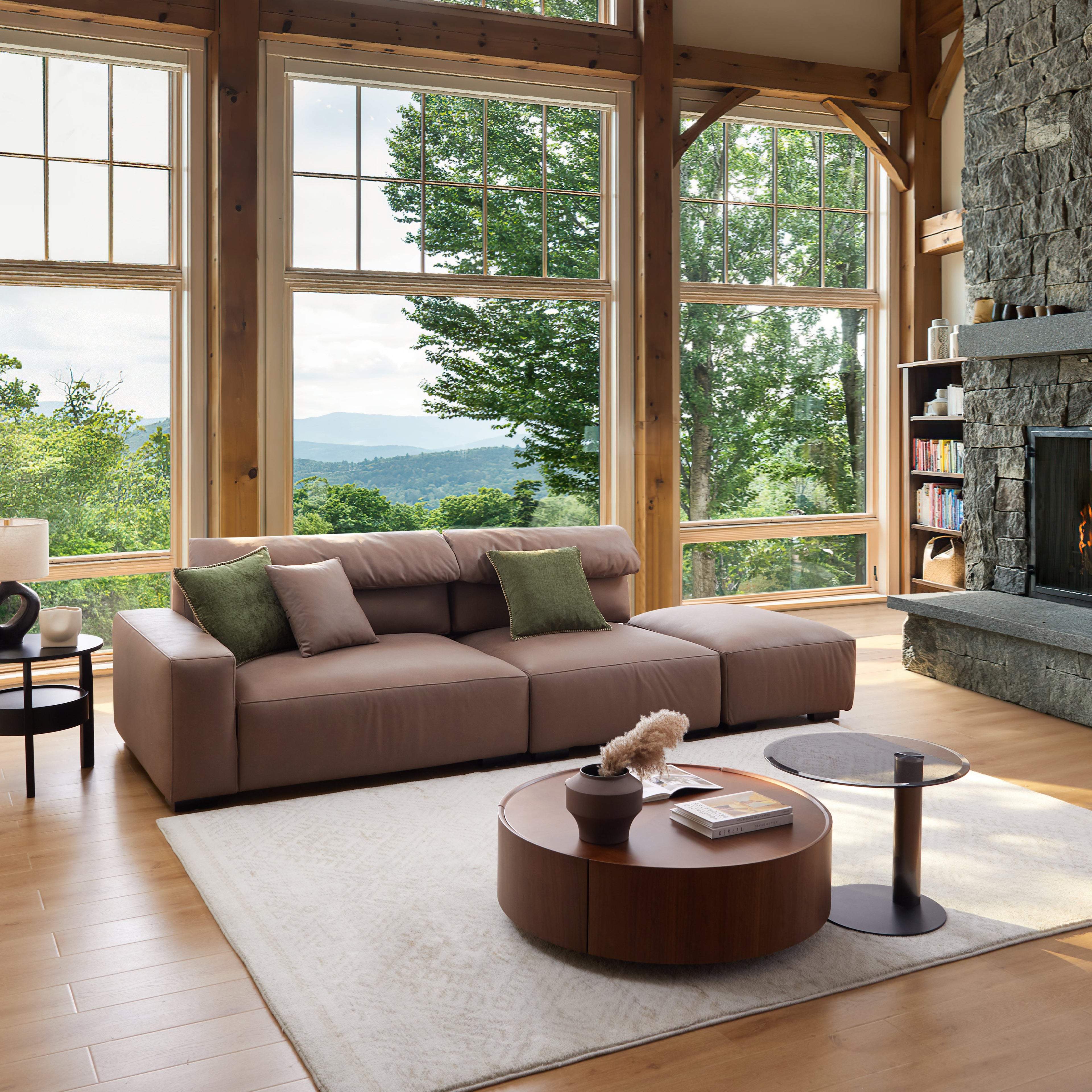 Canapé sectionnel ouvert en châtaignier