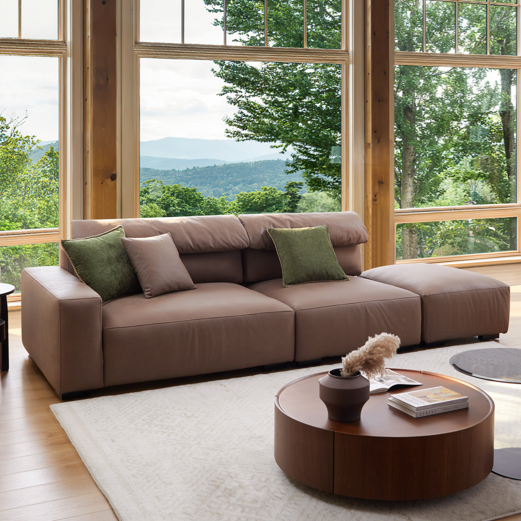 Canapé sectionnel ouvert en châtaignier