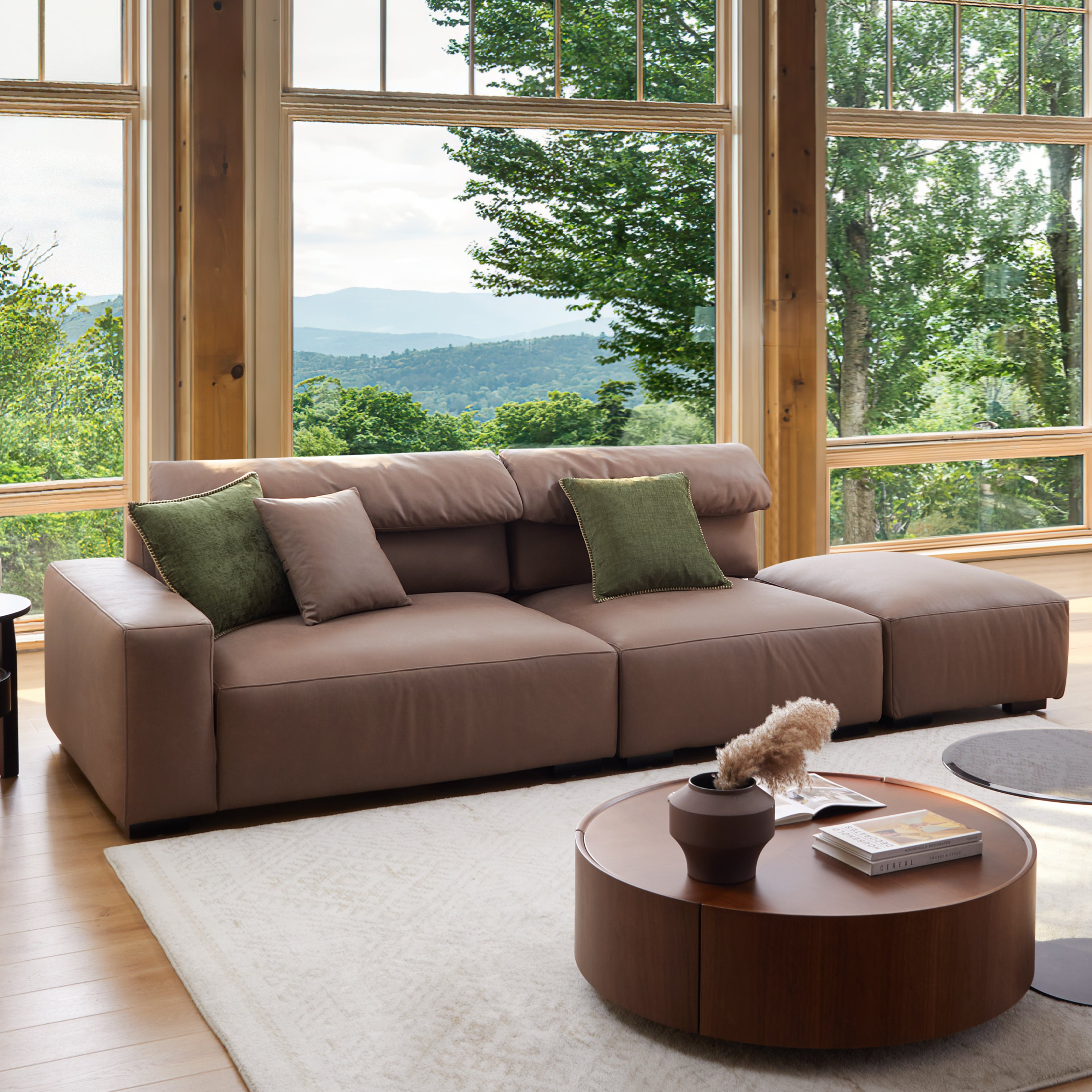 Canapé sectionnel ouvert en châtaignier