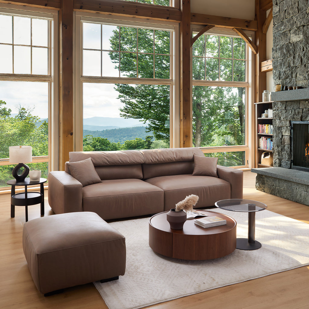 Canapé et pouf en châtaignier