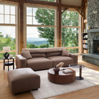 Canapé et pouf en châtaignier