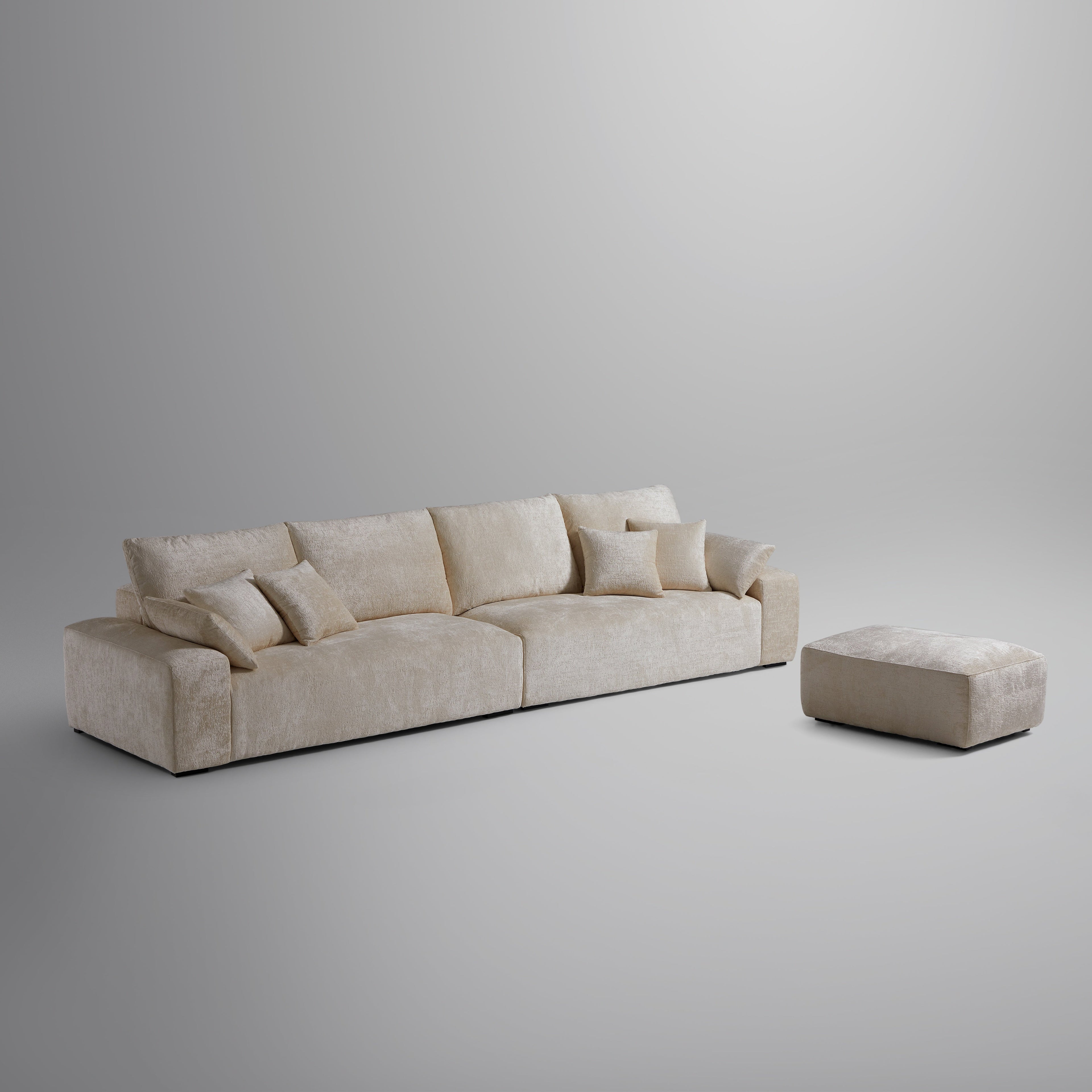 Le canapé et le pouf beiges Empress