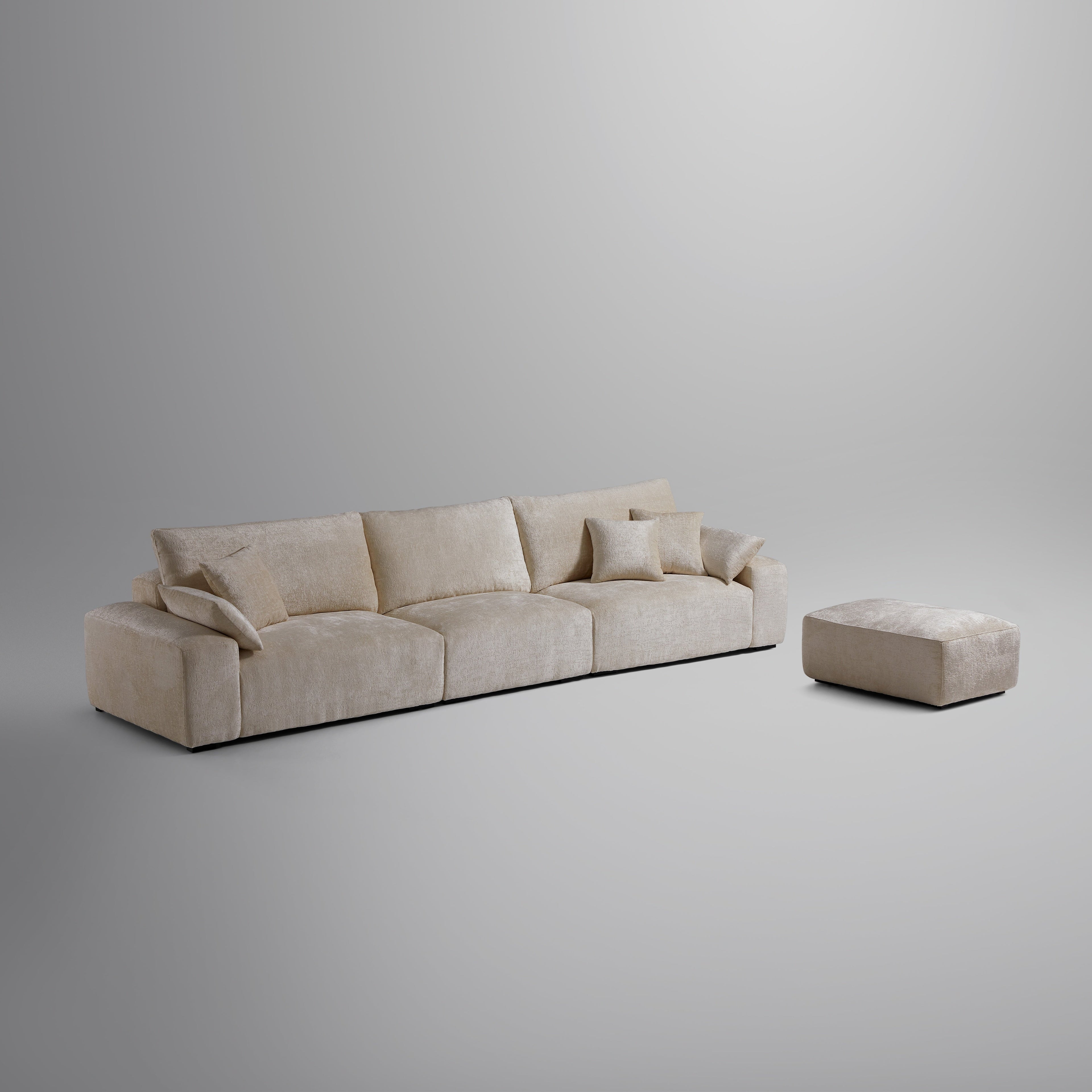 Le canapé et le pouf gris Empress