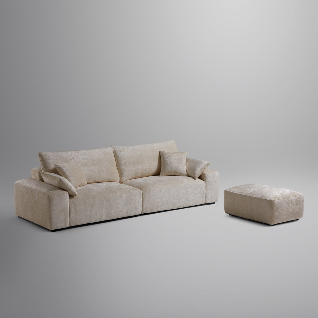 Le canapé et le pouf beiges Empress