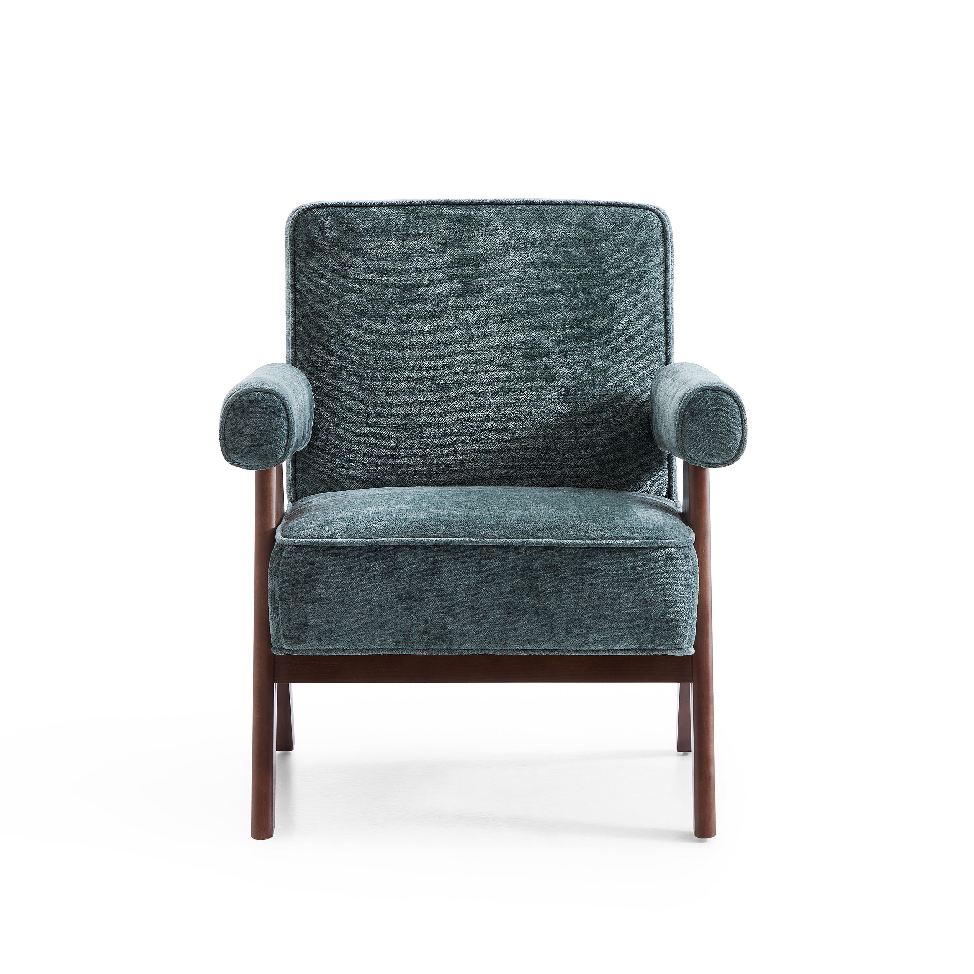 Fauteuil d'appoint en velours chenille vert Wooster