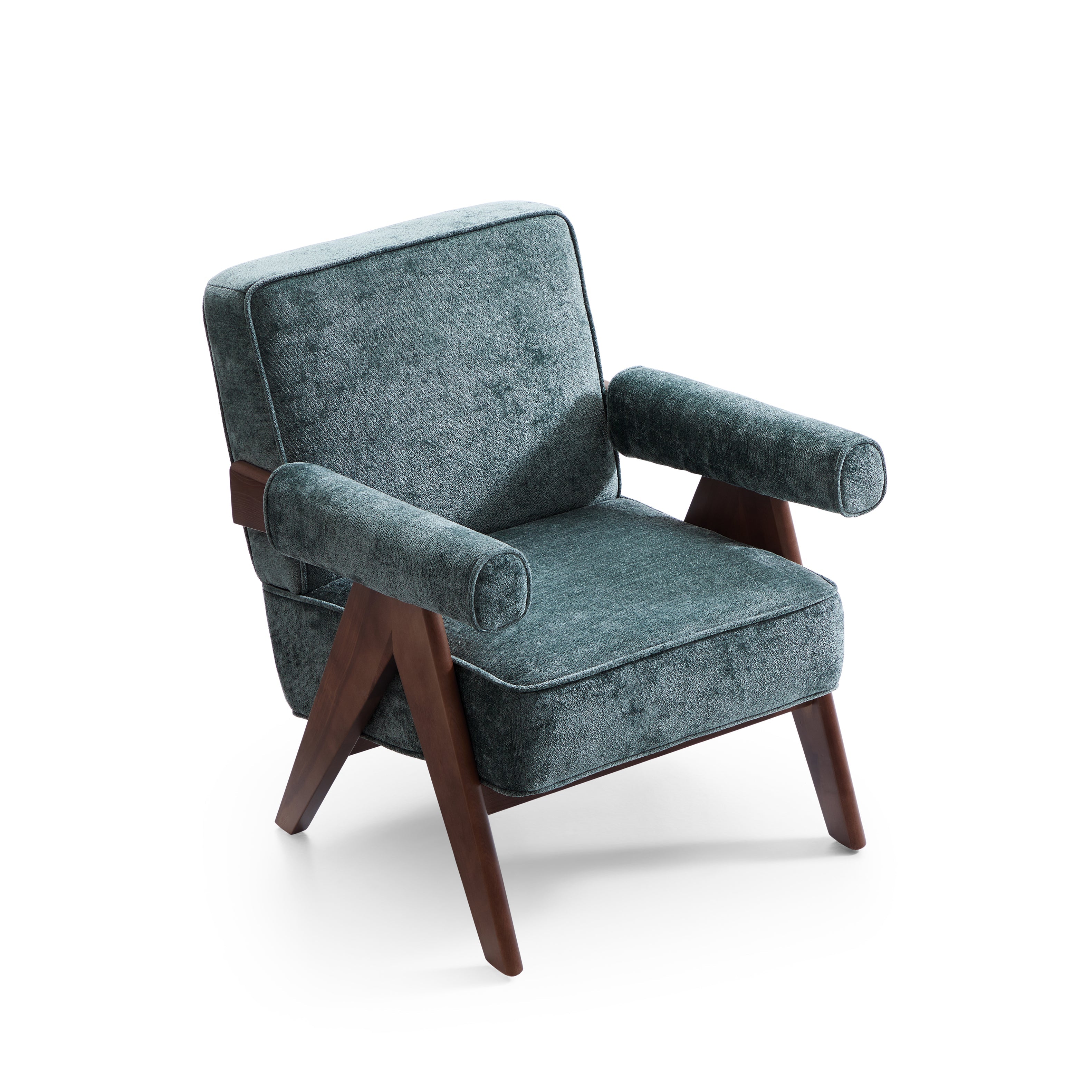 Fauteuil d'appoint en velours chenille vert Wooster