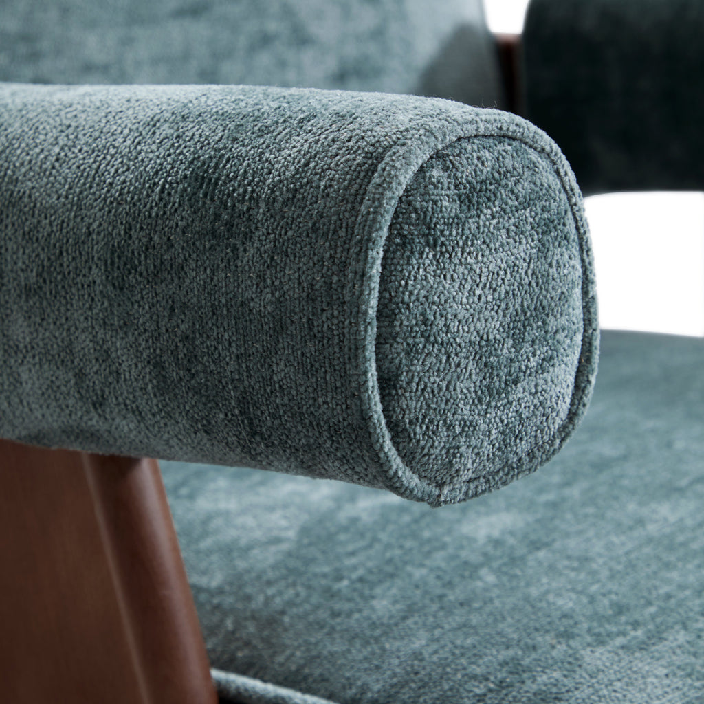 Fauteuil d'appoint en velours chenille vert Wooster