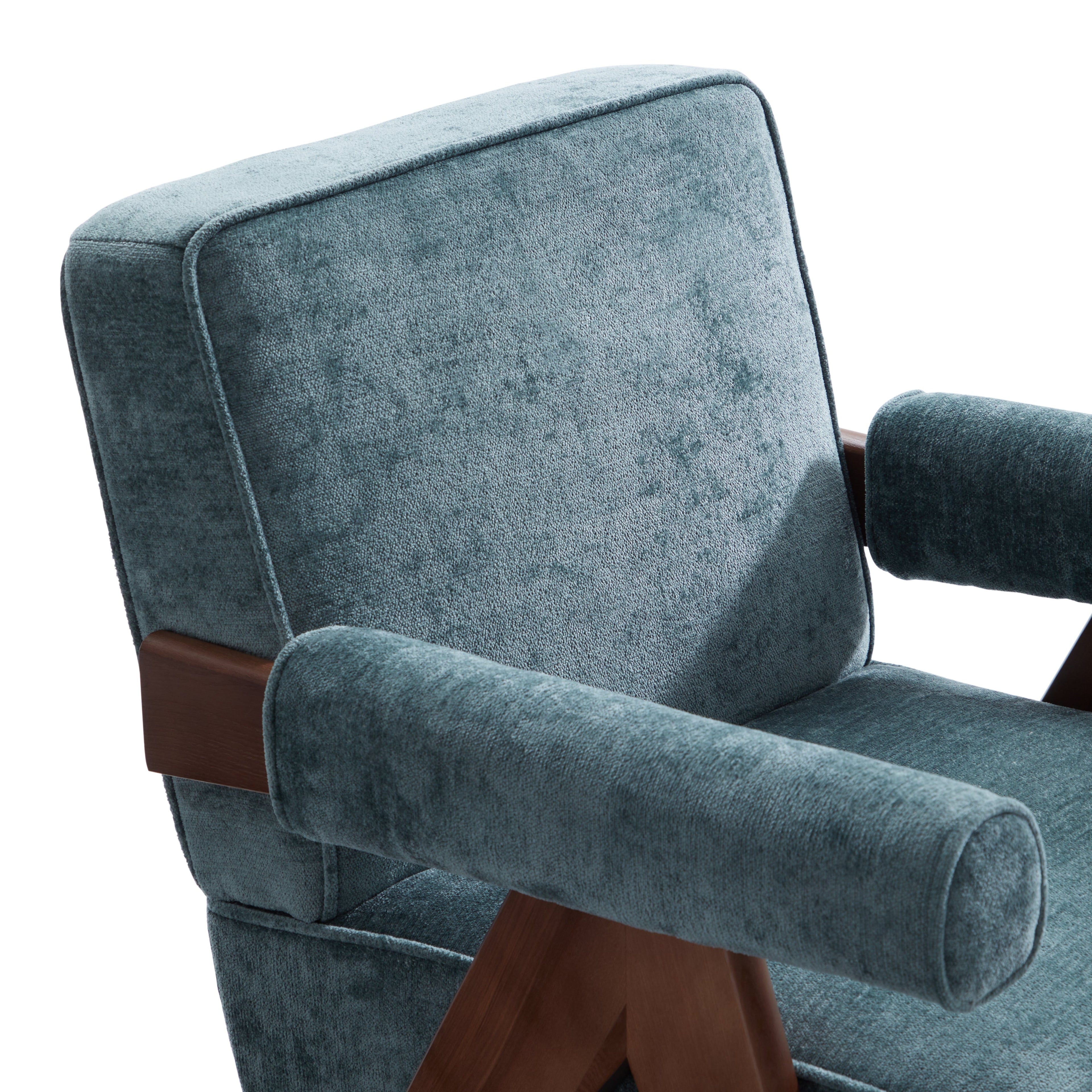 Fauteuil d'appoint en velours chenille vert Wooster
