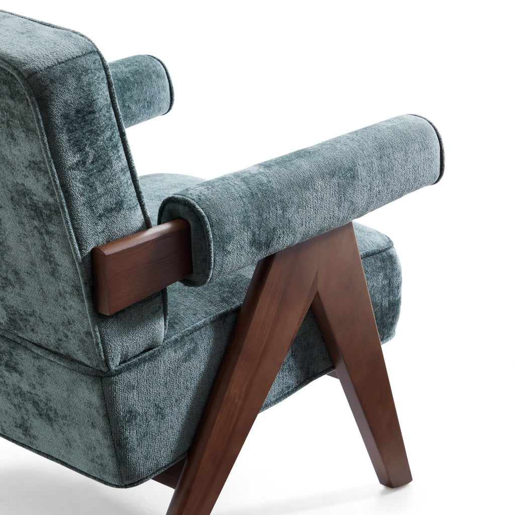 Fauteuil d'appoint en velours chenille vert Wooster