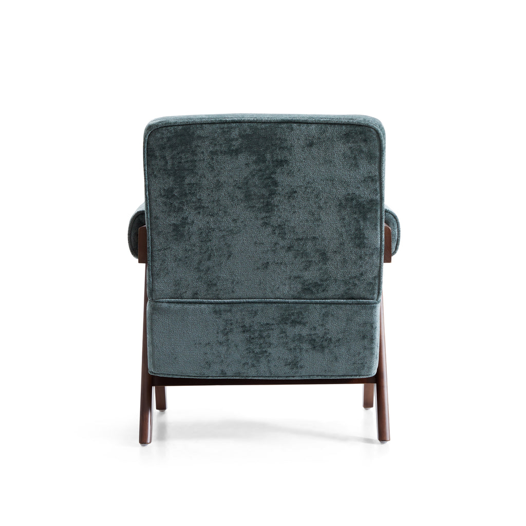 Fauteuil d'appoint en velours chenille vert Wooster