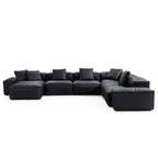 Canapé d'angle modulaire en U en cuir véritable noir Cube