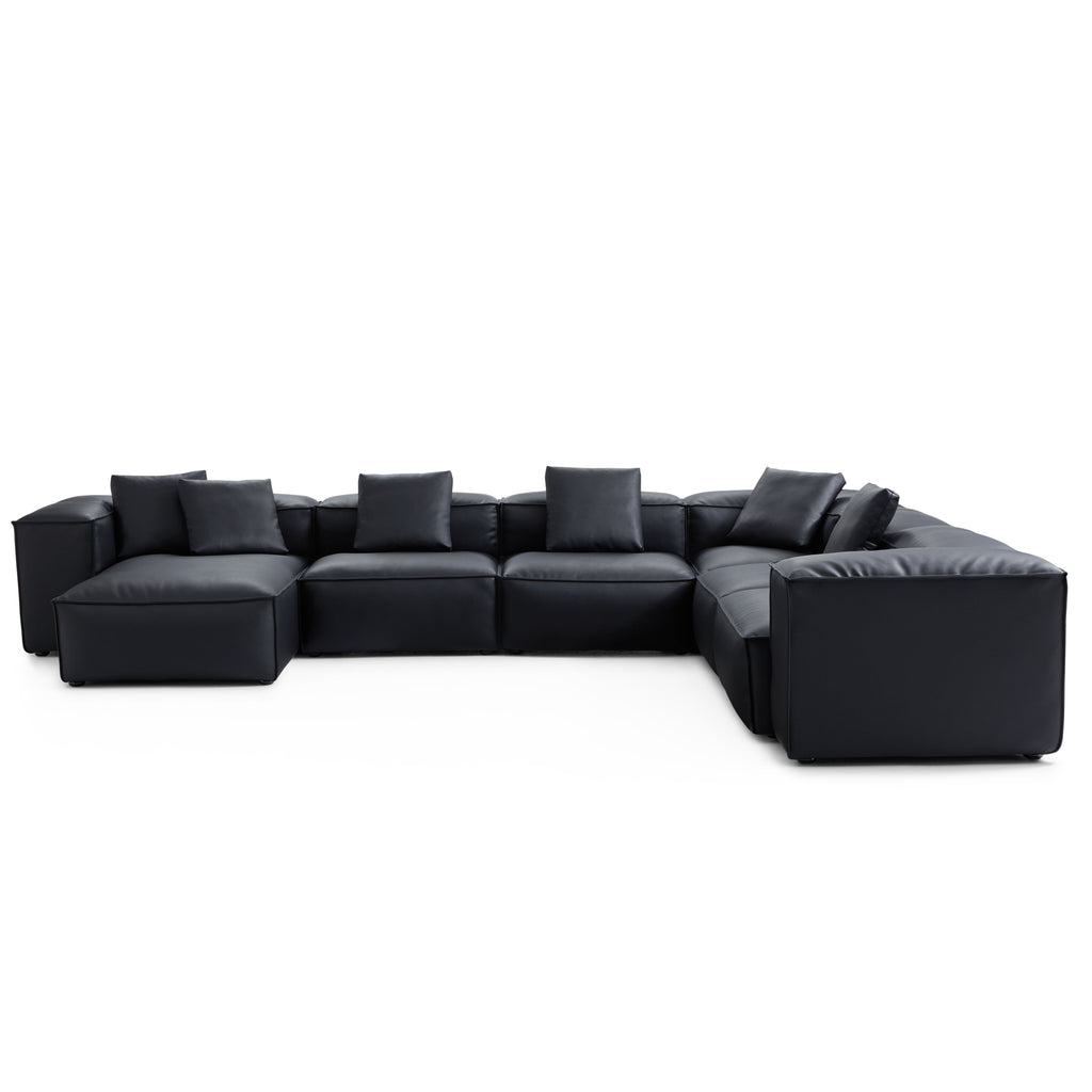 Canapé d'angle modulaire en U en cuir véritable marron Cube