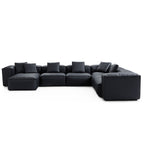 Canapé d'angle modulaire en U en cuir véritable marron Cube