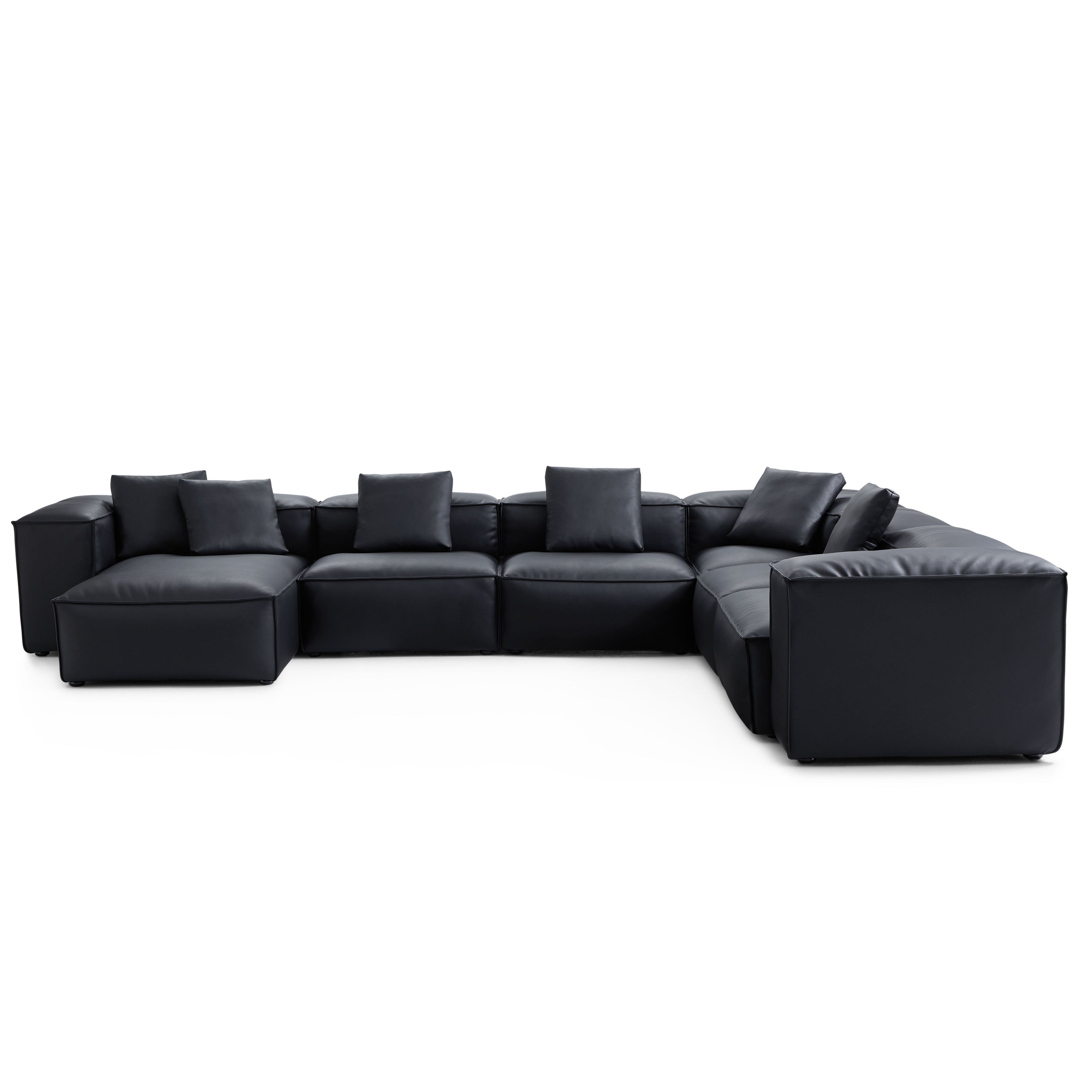 Canapé d'angle modulaire en U en cuir véritable marron Cube